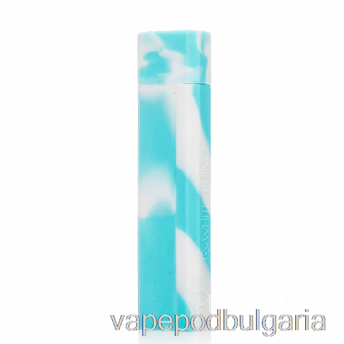 Vape Bulgaria White Rhino Silicone Dab Out [quartz] Baby Blue White (uv Glow)